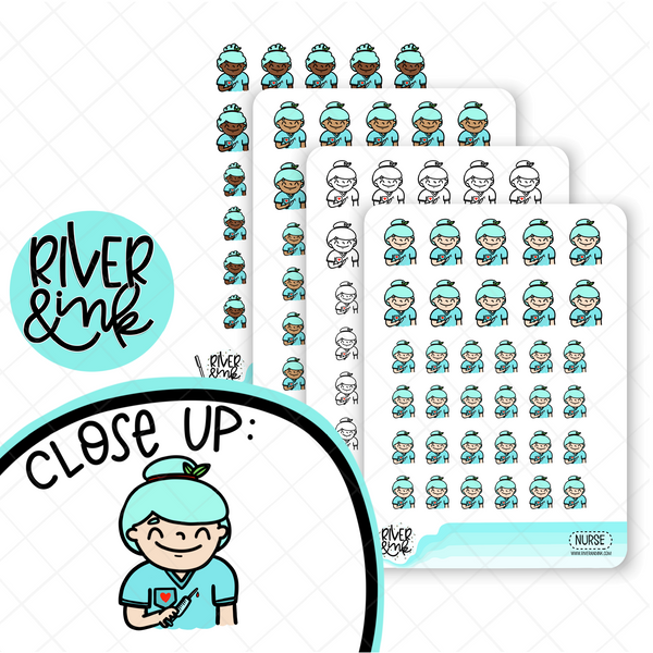 Nurse/Medical Planner Characters | Hand Drawn Planner Stickers