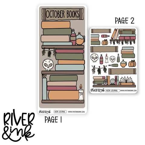 Hobonichi WEEKS 2023 October Reading Tracker Book Journaling Full Sheet | Hand Drawn Planner Stickers