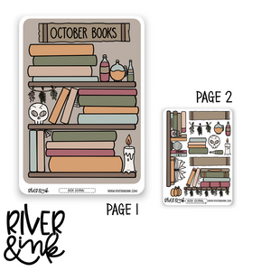 A5 2023 October Reading Tracker Book Journaling Full Sheet | Hand Drawn Planner Stickers