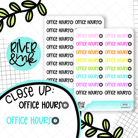 Office Hours | Hand Lettered Planner Stickers