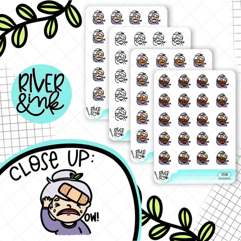 Ow Bandage Planner Characters | Hand Drawn Planner Stickers