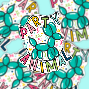 Party Animal Vinyl Sticker | Hand Drawn Vinyl Sticker