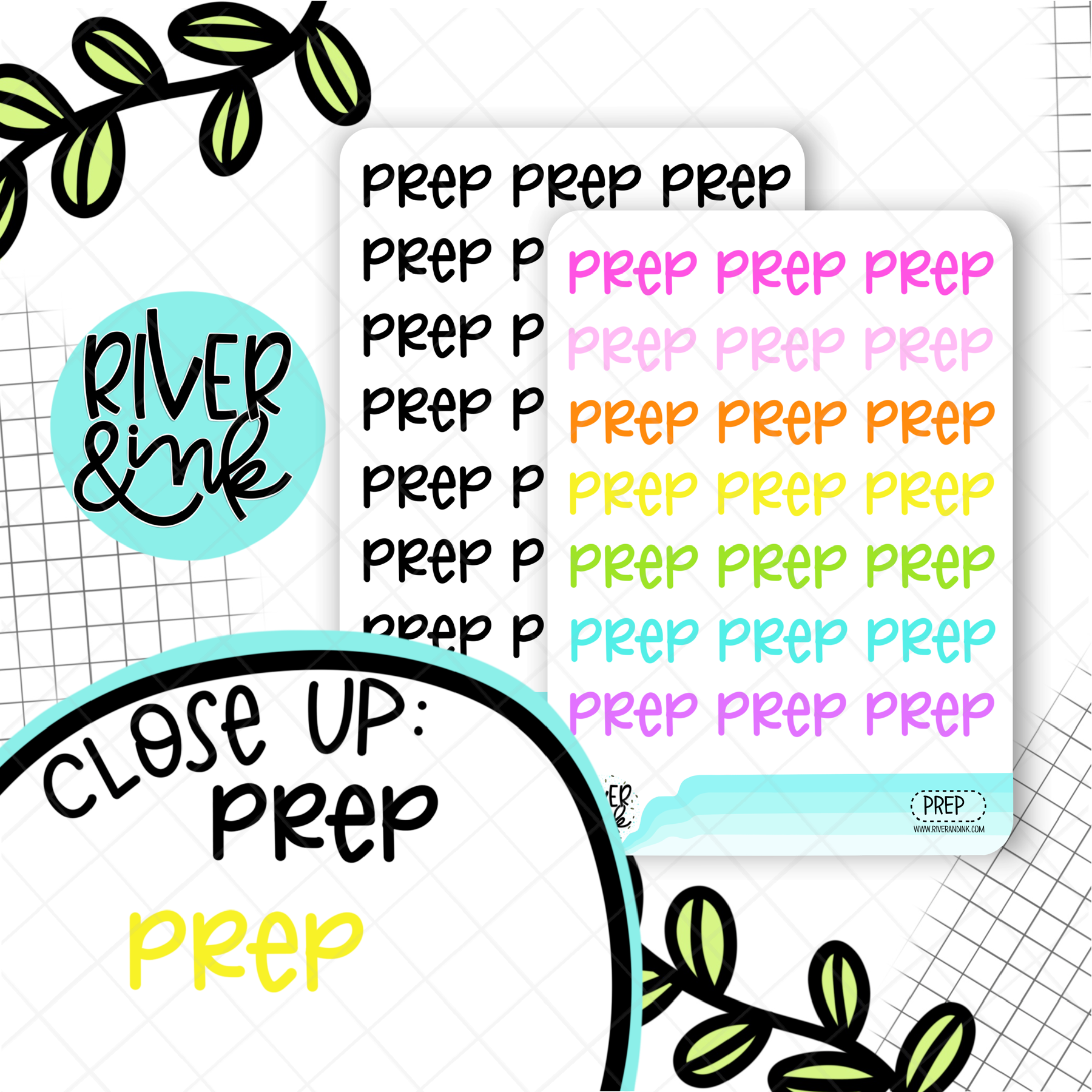 Prep | Hand Lettered Planner Stickers