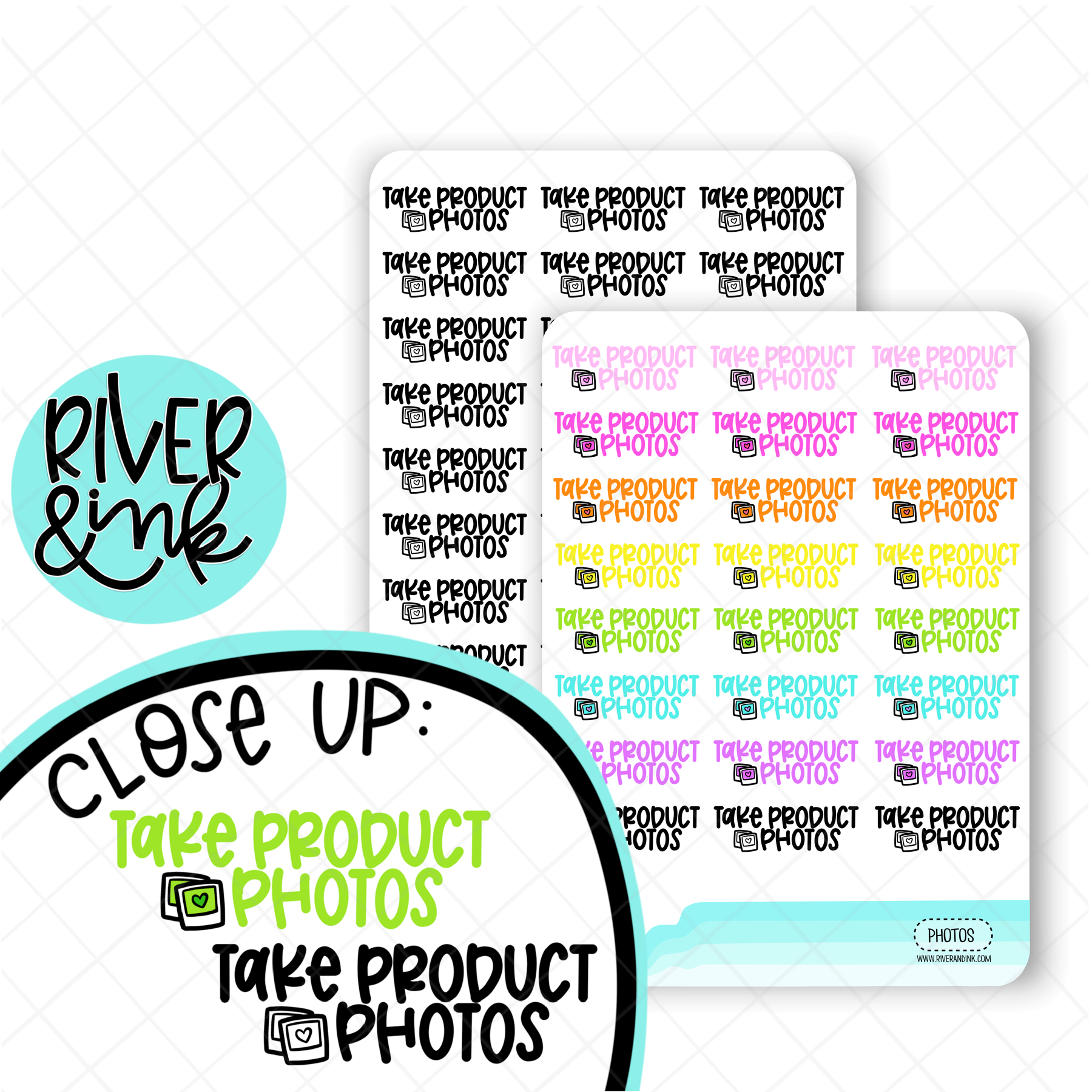 Take Product Photos | Hand Lettered Planner Stickers