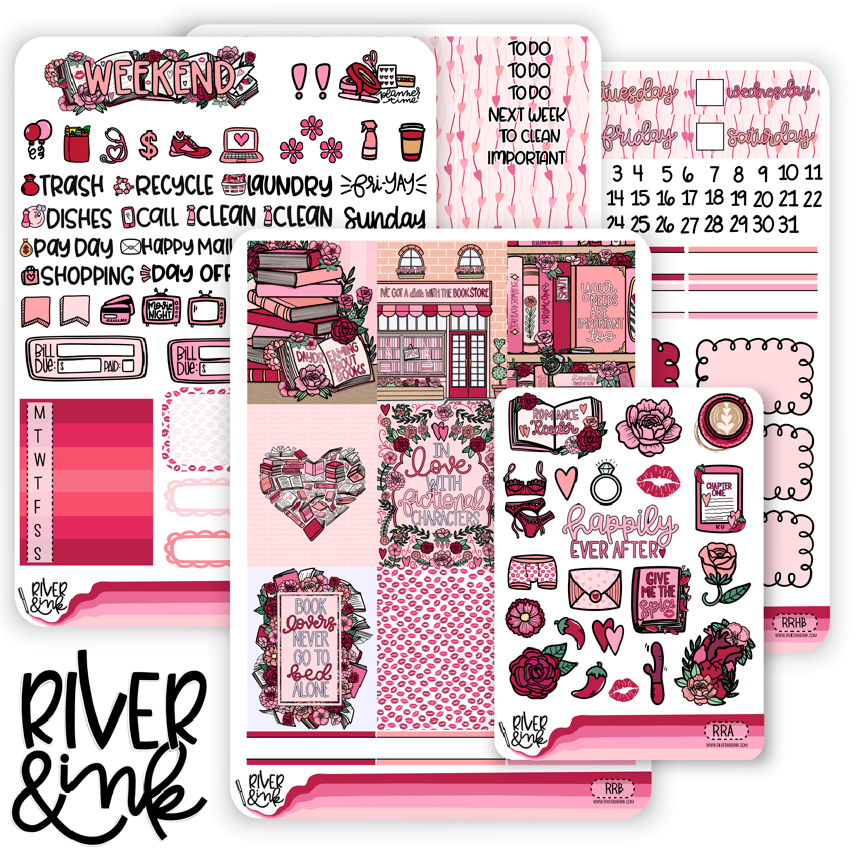 Romance Reader | Vertical Stickers Kit Planner Stickers – River & Ink
