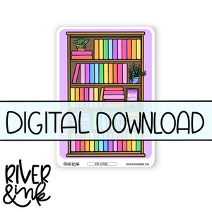 7x9 2023 Digital Download Rainbow Bookshelf Journaling Pages