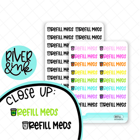 Refill Medication | Hand Lettered Planner Stickers