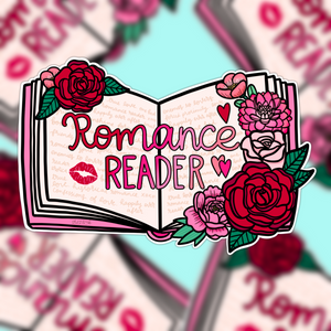 Romance Reader Floral Book | Hand Drawn Vinyl Sticker