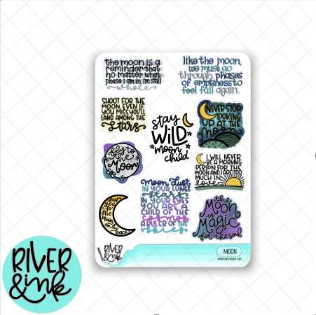 Moon Quotes | Hand Lettered Planner Stickers