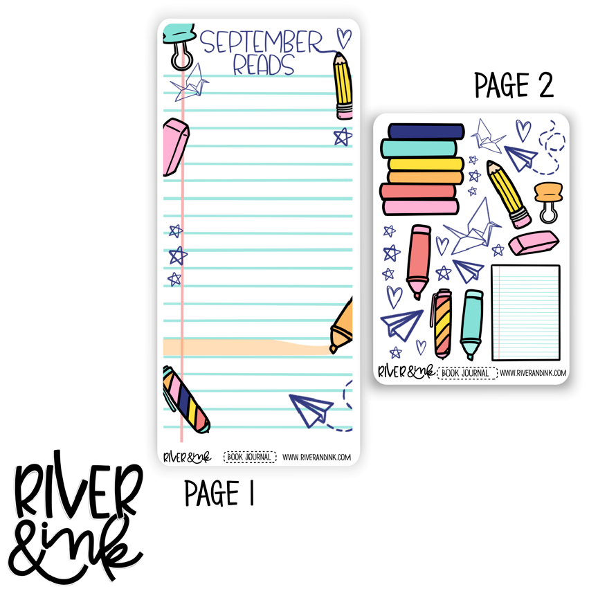 Hobonichi WEEKS 2023 September Reading Tracker Book Journaling Full Sheet | Hand Drawn Planner Stickers