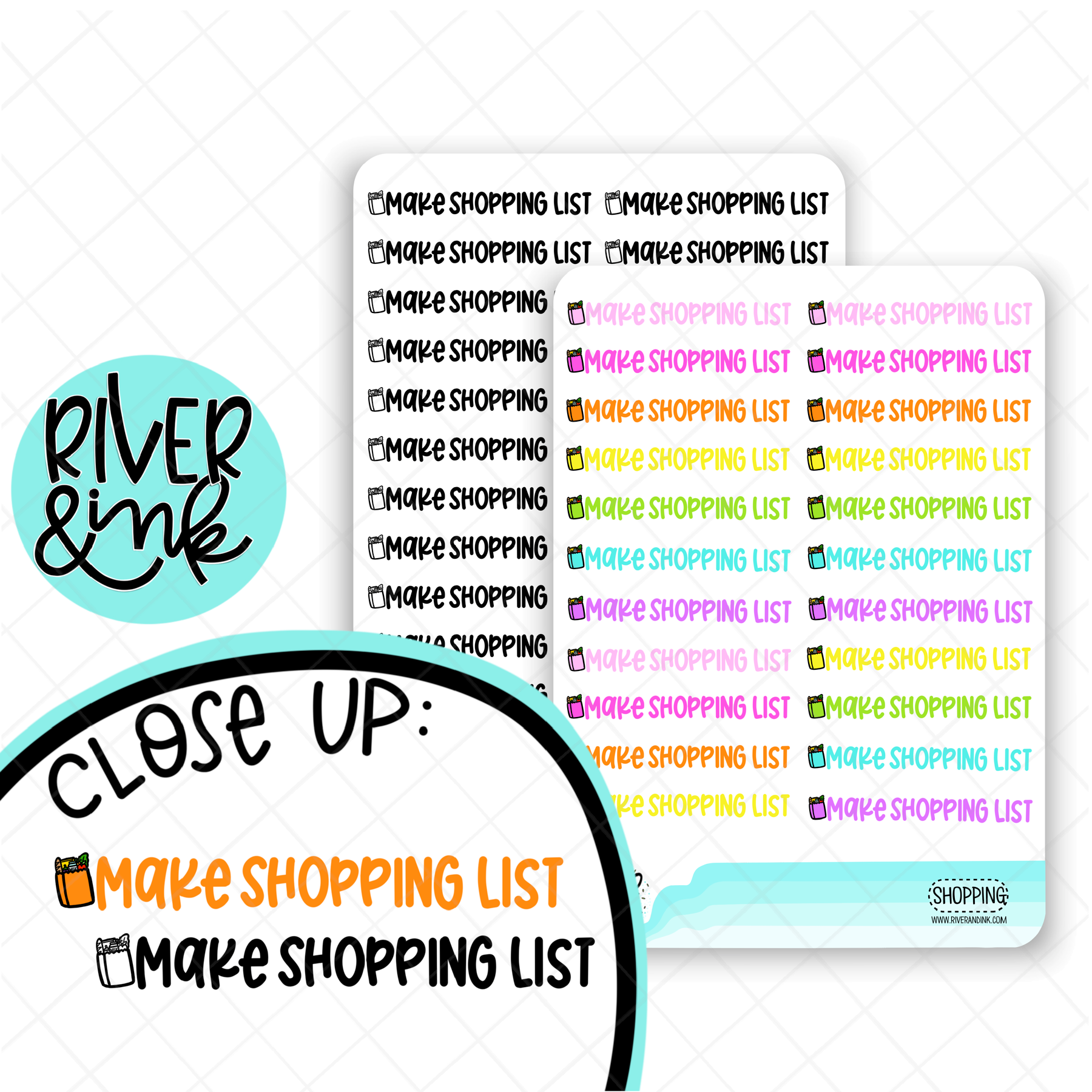 Make Shopping List | Hand Lettered Planner Stickers