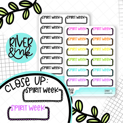 Spirit Week Quarter Boxes | Hand Lettered Planner Stickers