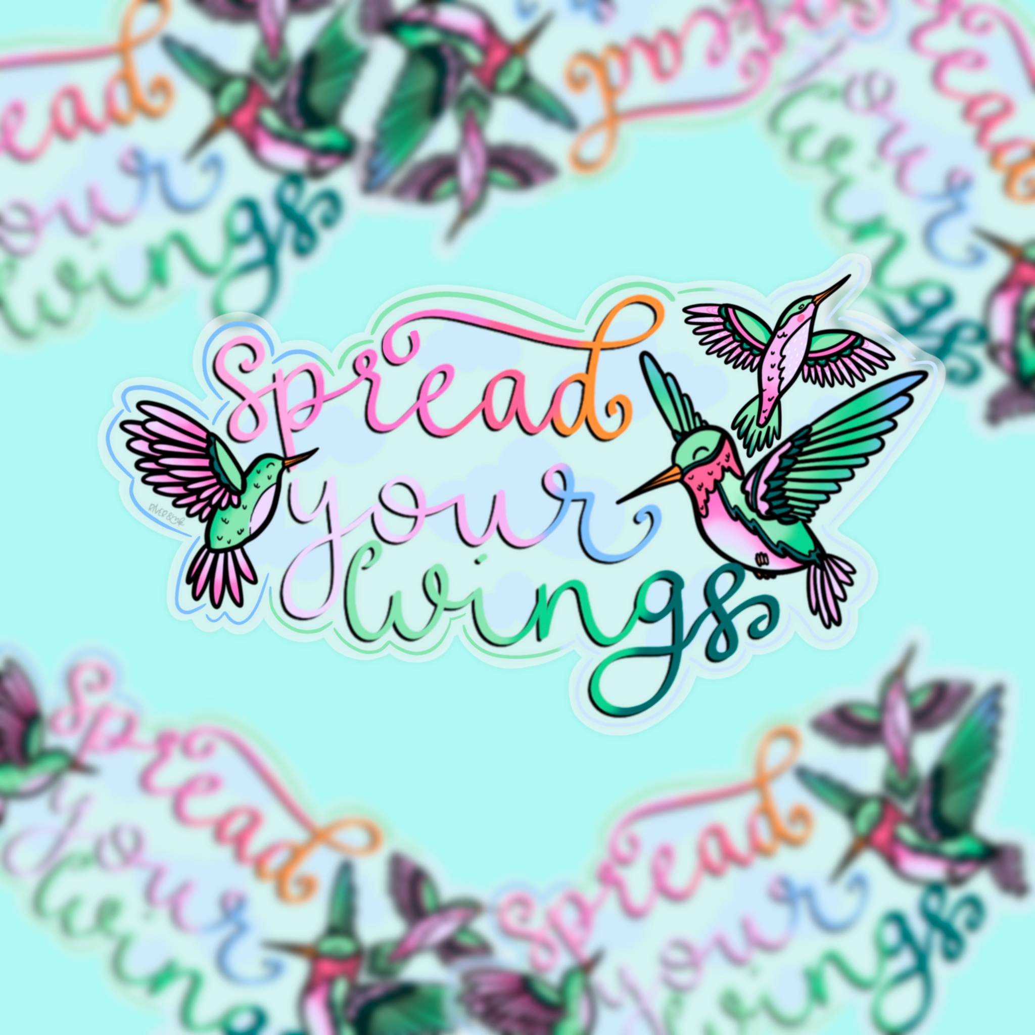 Spread Your Wings Clear | Hand Drawn Vinyl Sticker