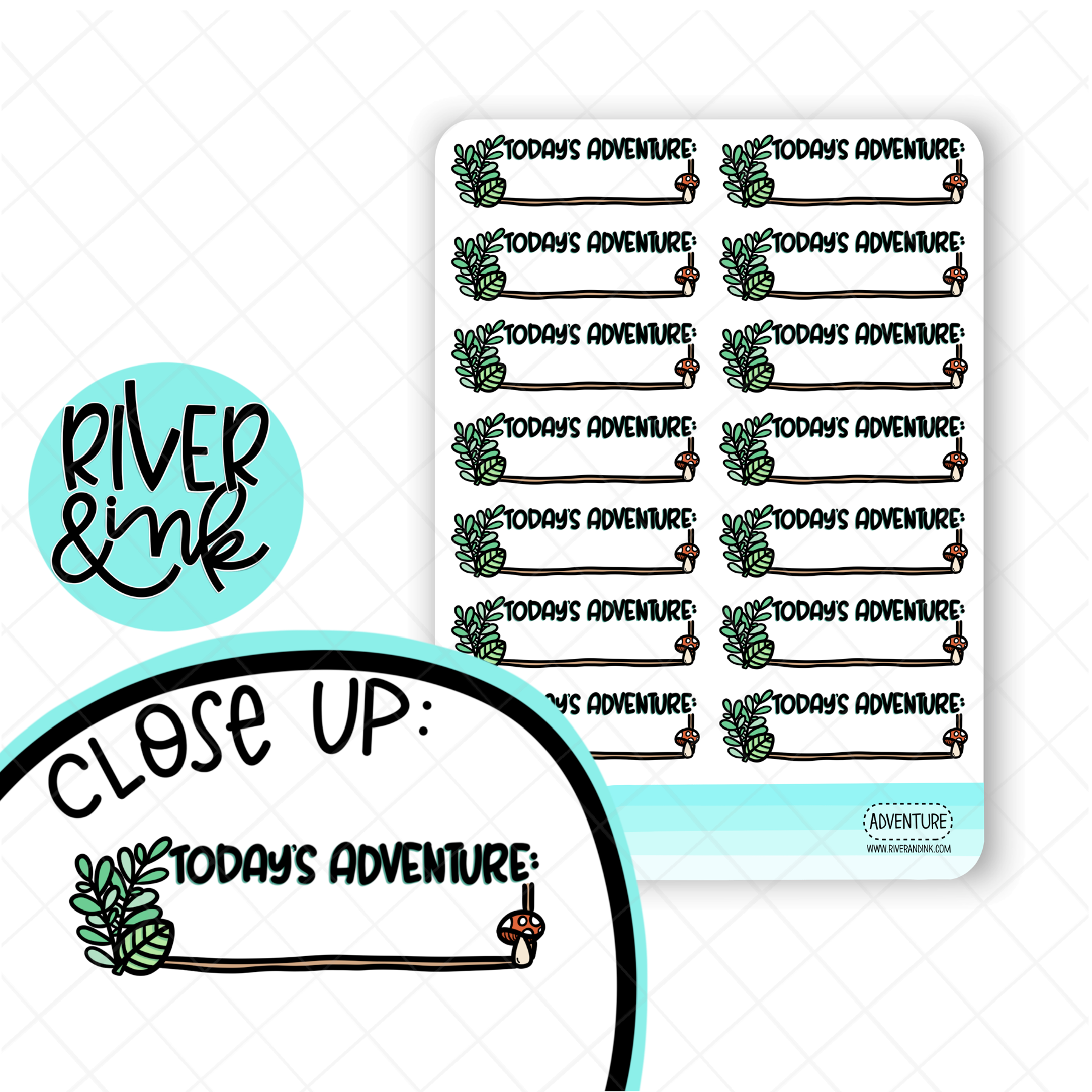 Today's Adventure Quarter Boxes | Hand Lettered Planner Stickers