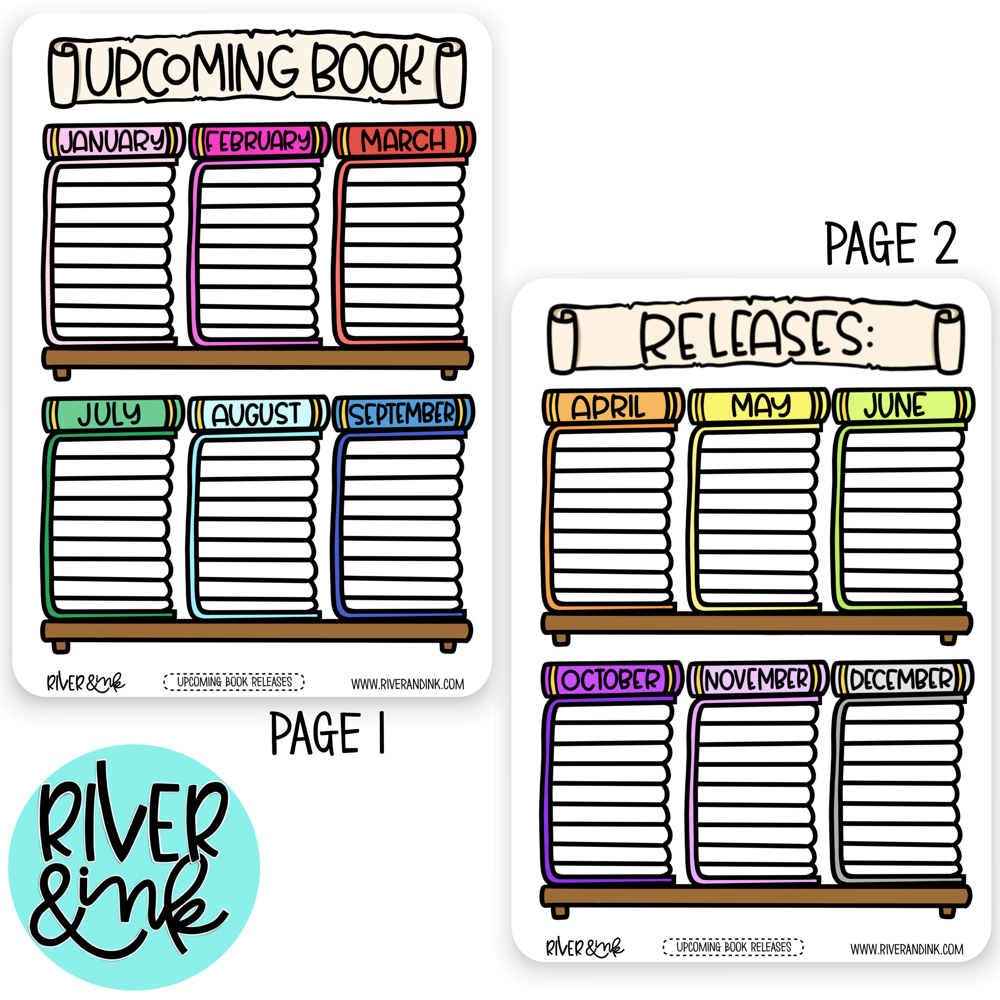 Upcoming Book Releases Journaling Full A5 Sheet | Hand Drawn Planner Stickers