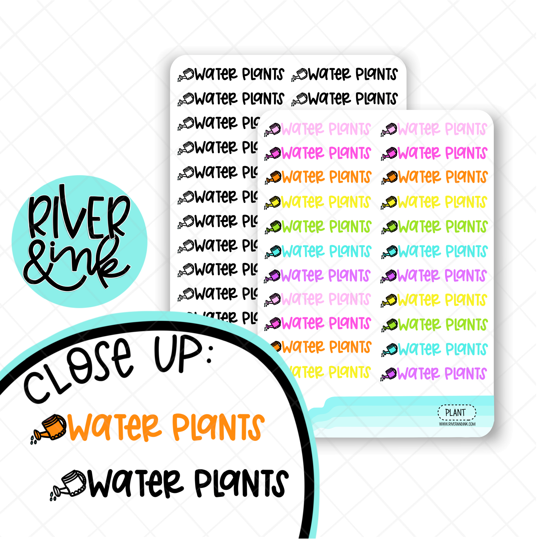 Water Plants | Hand Lettered Planner Stickers