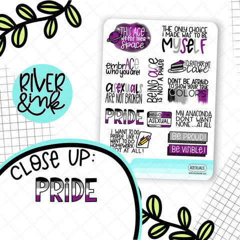 Asexual Pride Quotes | Hand Lettered Planner Stickers