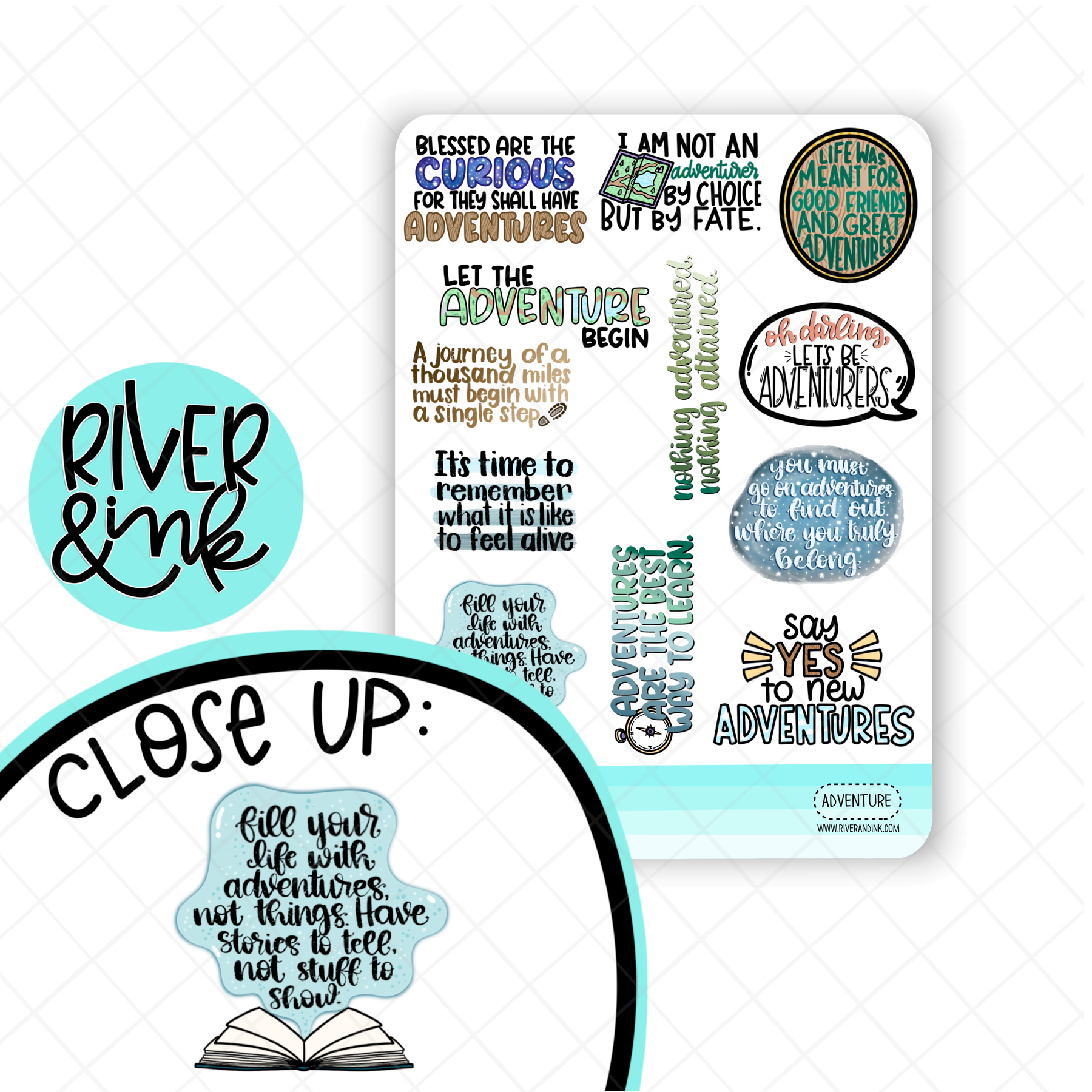 Adventure Quotes | Hand Lettered Planner Stickers