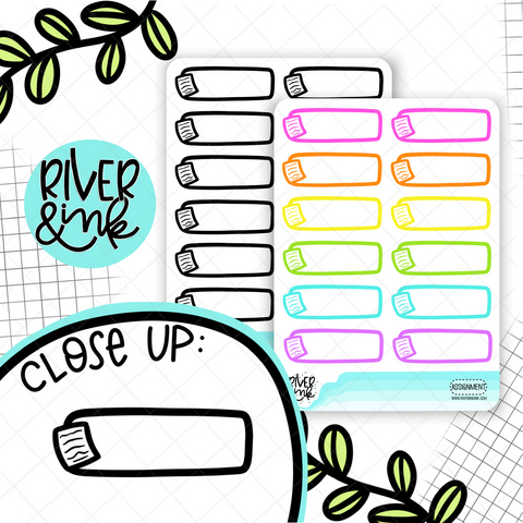 Assignment Paper Quarter Boxes | Hand Drawn Planner Stickers