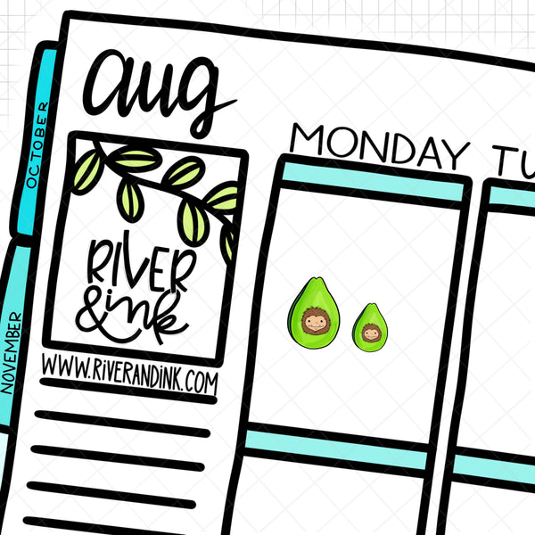 Avocado Biggie Sass Planner Character | Hand Drawn Planner Stickers