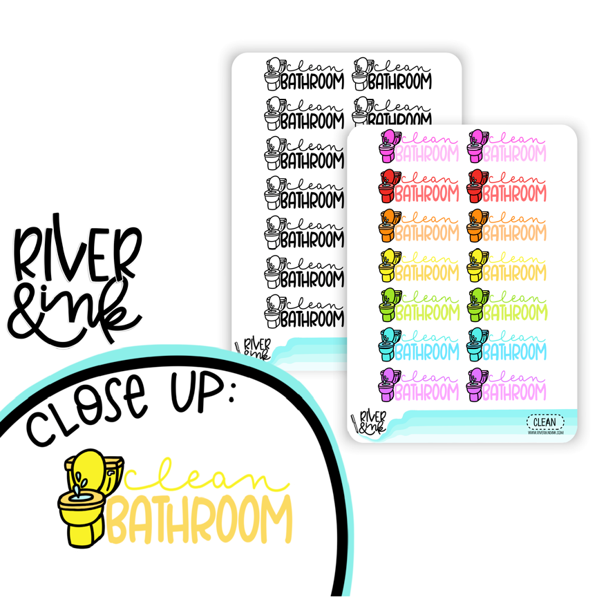 Clean Bathroom | Hand Lettered Planner Stickers