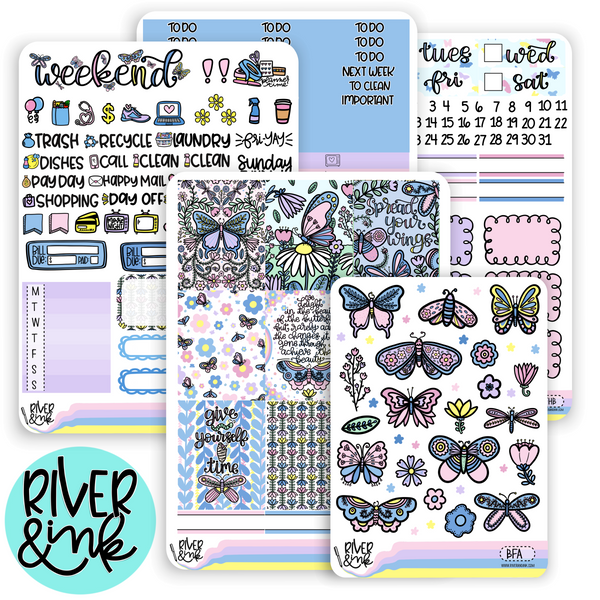 Butterfly Flutter | Vertical Stickers Kit Planner Stickers