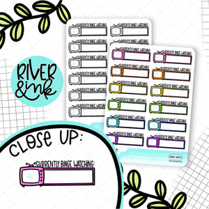 Currently Binge Watching Boxes | Hand Lettered Planner Stickers