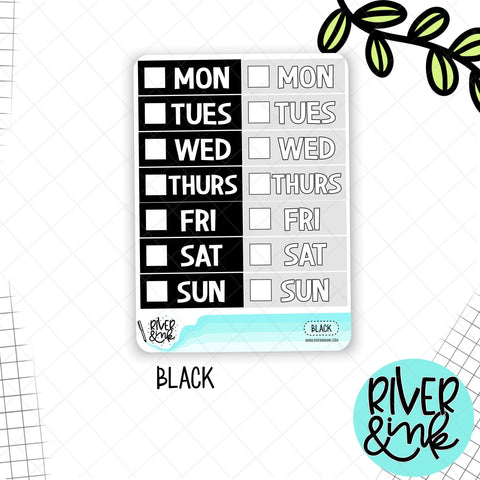 Black/Grey Color Block Date Covers | Planner Stickers