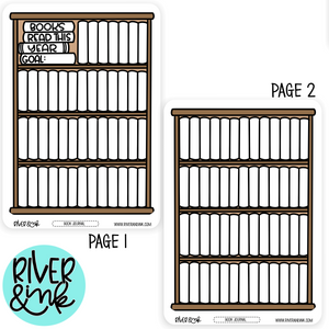 Reading Goal Shelves Book Journaling Full A5 Sheet | Hand Drawn Planner Stickers