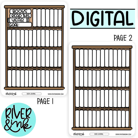Digital Download Book Shelf Goal Tracker Book Journaling Pages *PERSONAL USE ONLY*