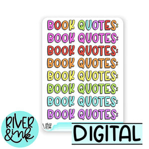 Digital Download Book Quote Page Header Book Journaling Pages *PERSONAL USE ONLY*