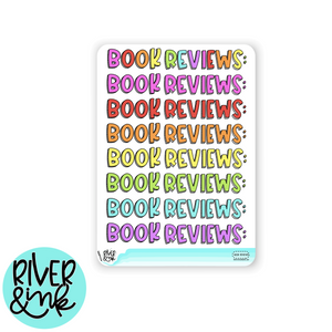 Book Reviews Note Page Headers Book Journaling | Hand Lettered Planner Stickers