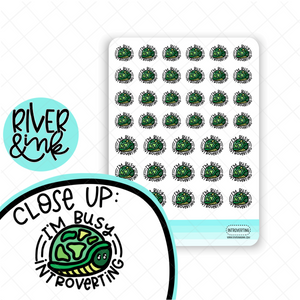I'm Busy Introverting Turtle | Hand Drawn Planner Stickers