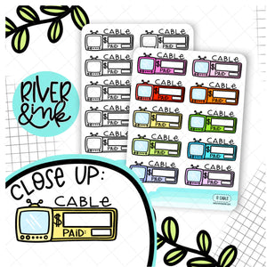 Cable Bill Budgeting Quarter Boxes | Hand Lettered Planner Stickers