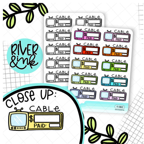 Cable Bill Budgeting Quarter Boxes | Hand Lettered Planner Stickers
