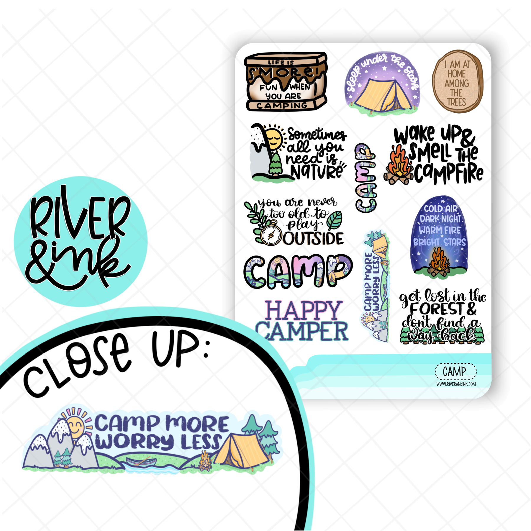 Camping Quotes | Hand Lettered Planner Stickers