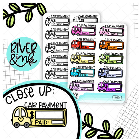 Car Payment Bill Budgeting | Hand Drawn Planner Stickers