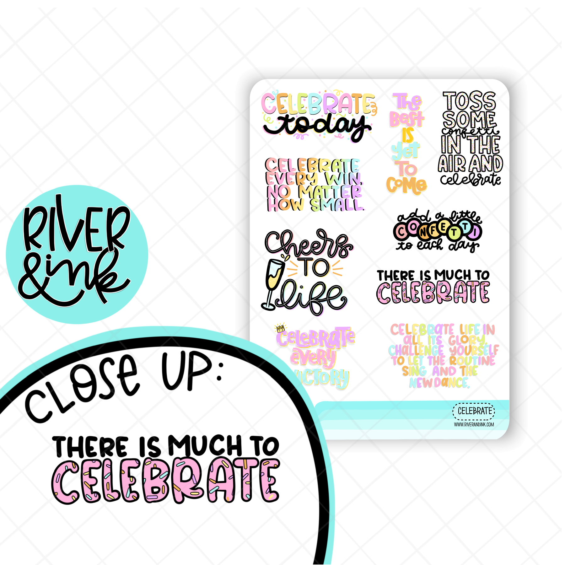 Celebrate Quotes | Hand Lettered Planner Stickers