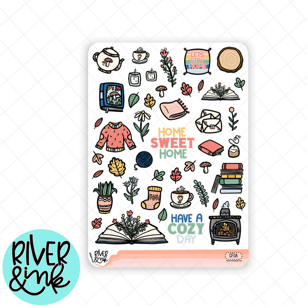 Cozy Fall Day | Weekly Vertical Planner Stickers Kit