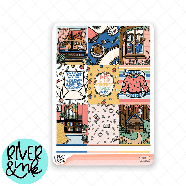 Cozy Fall Day | Weekly Vertical Planner Stickers Kit