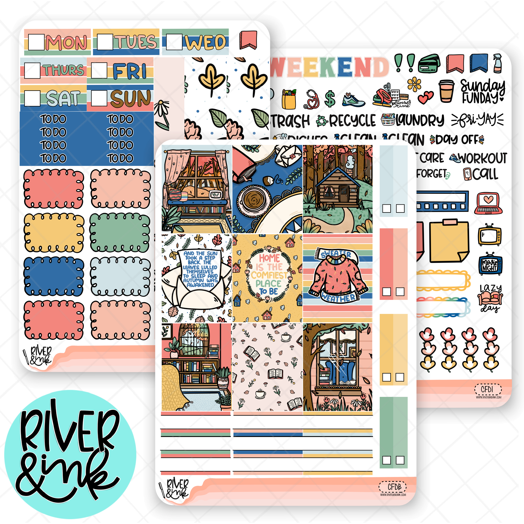 Cozy Fall Day | Hobonichi Cousin l Planner Stickers Kit