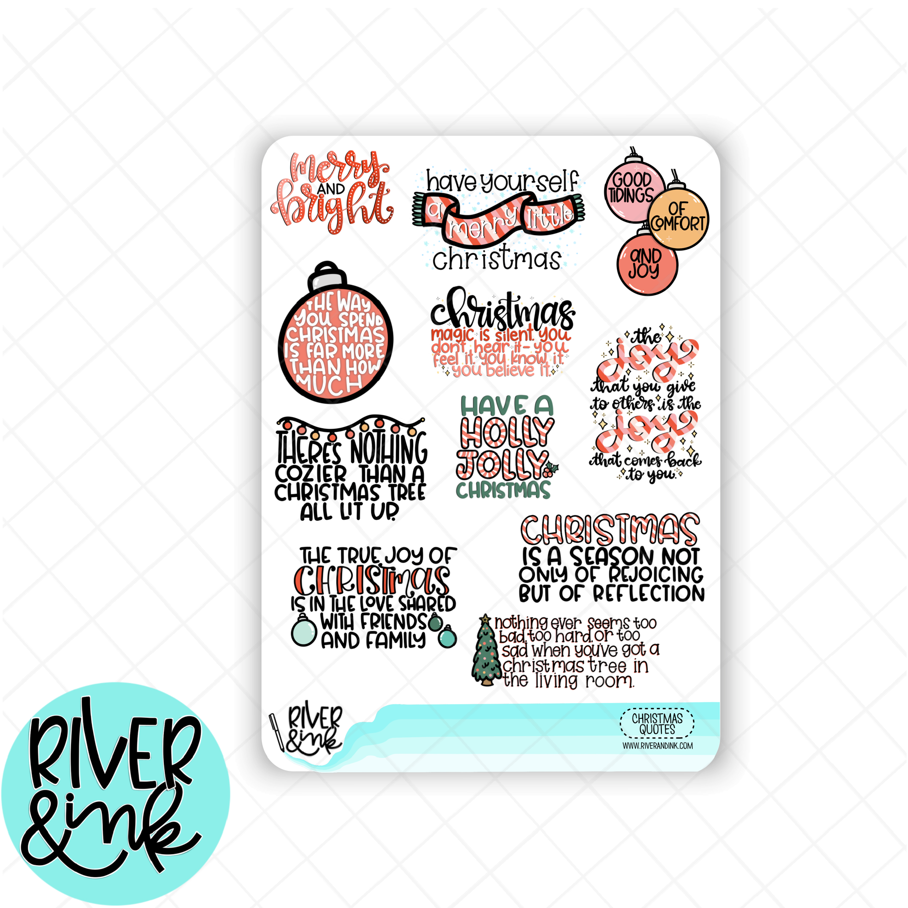 PLANNER STICKERS: Holiday Quotes, Christmas, Boxes