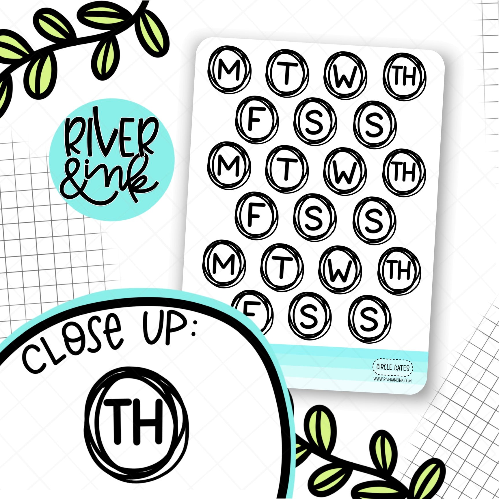 Circle Date Covers | Hand Lettered Planner Stickers