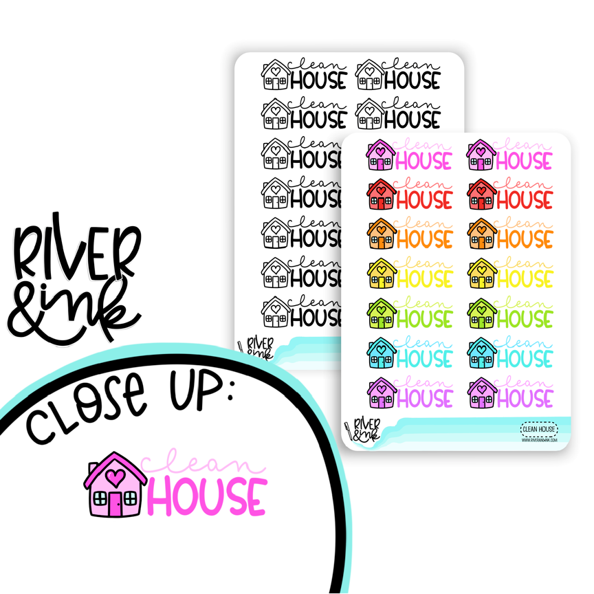 Clean House | Hand Lettered Planner Stickers