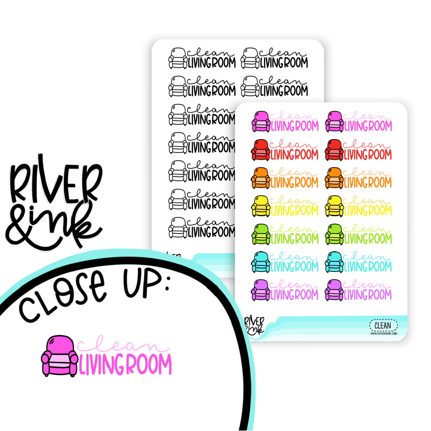 Clean Livingroom | Hand Lettered Planner Stickers
