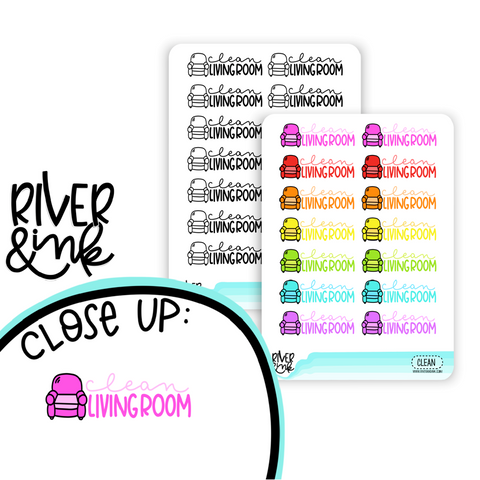 Clean Livingroom | Hand Lettered Planner Stickers