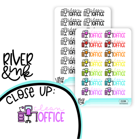 Clean Office | Hand Lettered Planner Stickers