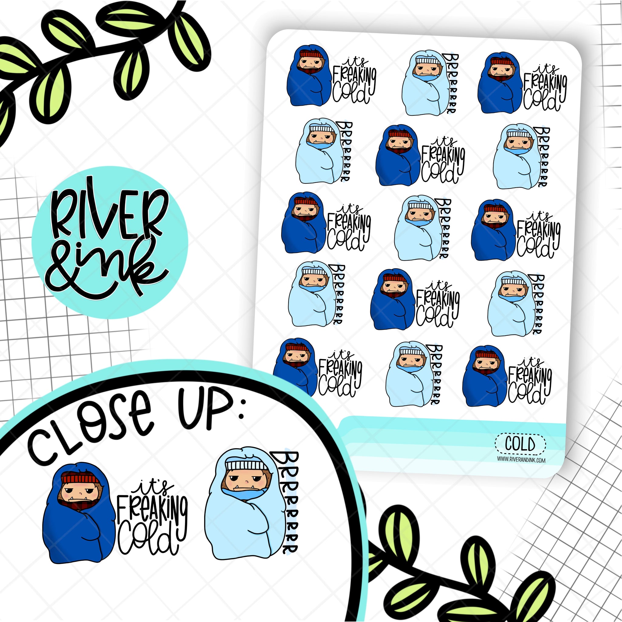 Freaking Cold Biggie Sass Planner Character | Hand Drawn Planner Stickers