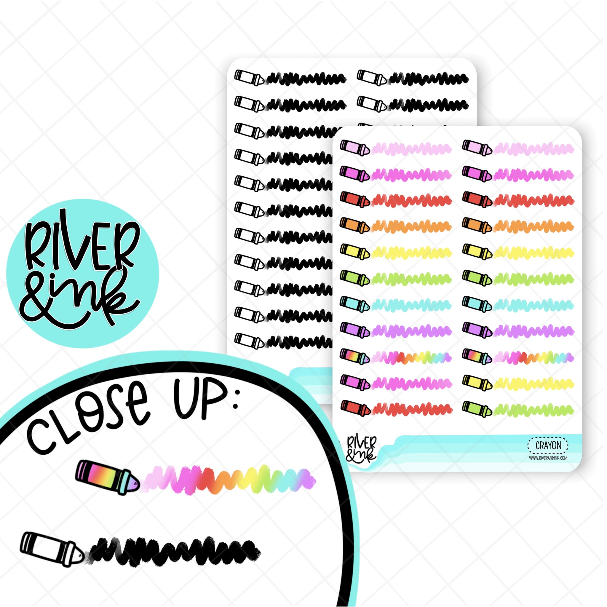 Crayon Scribbles Divider | Hand Lettered Planner Stickers