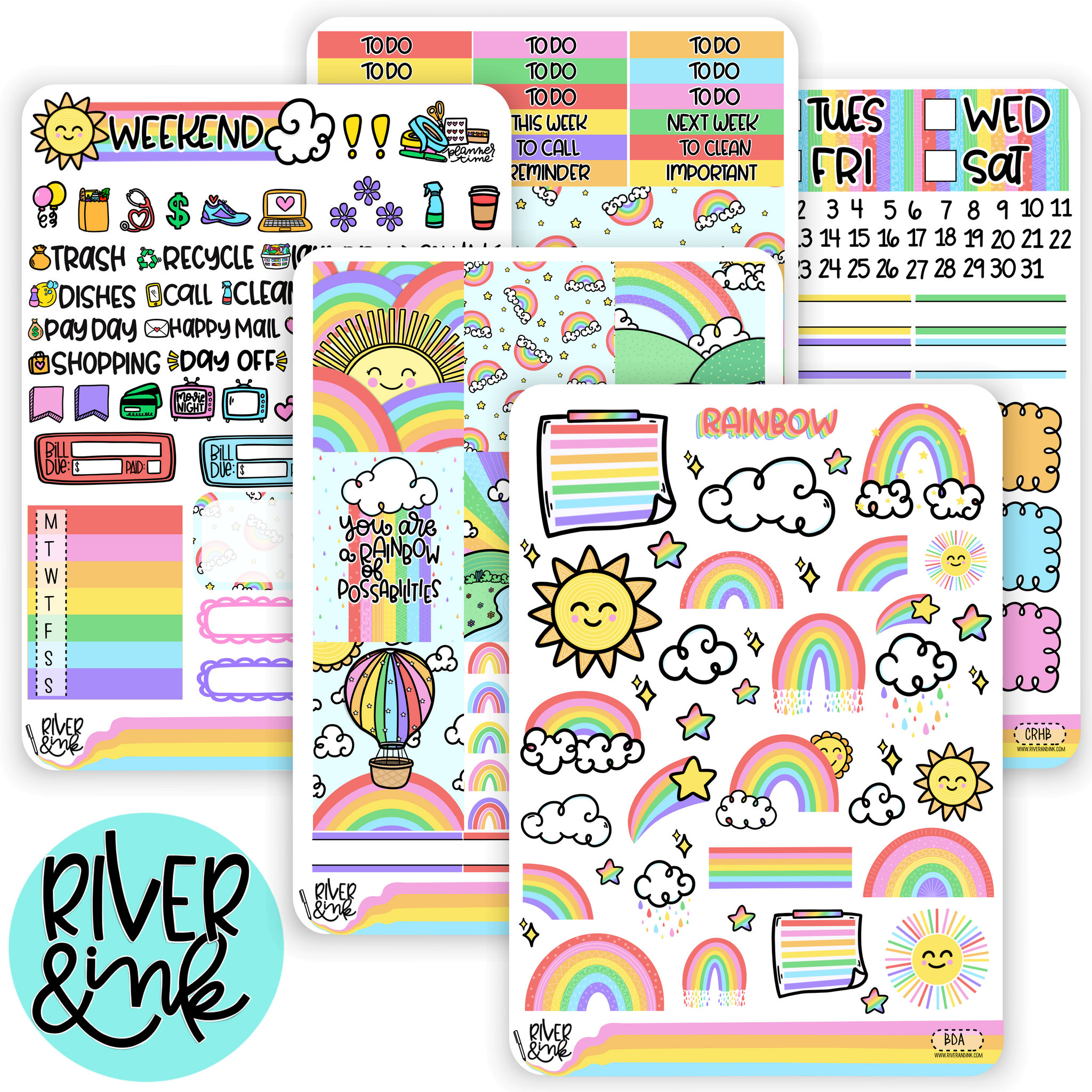 Chase The Rainbow | Vertical Stickers Kit Planner Stickers